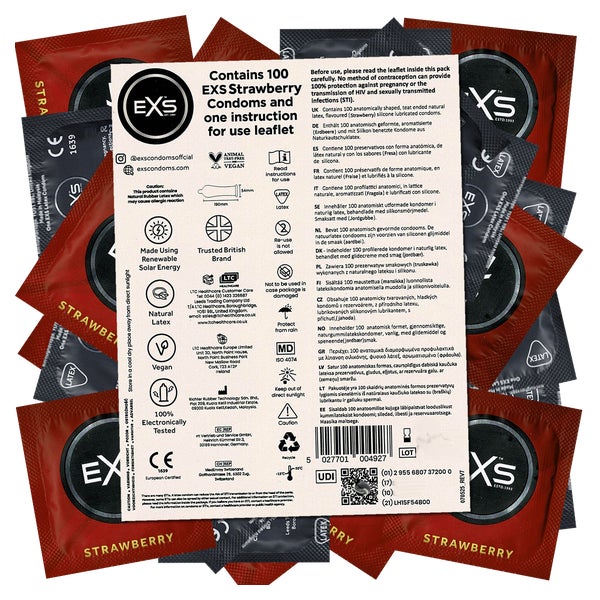 «Strawberry Sundae Flavour» leckere Kondome, Vorratsbeutel (100 Kondome) 100 St