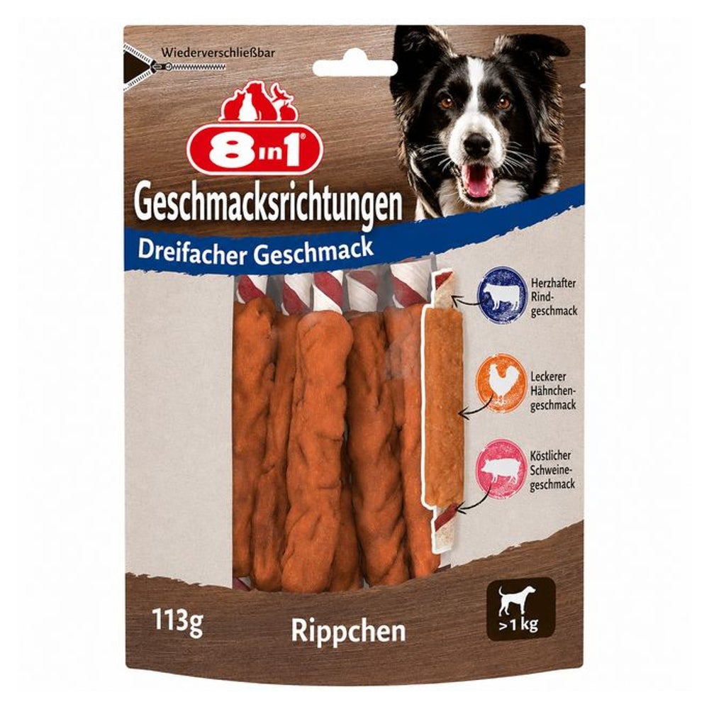 8in1 Triple Flavour Ribs Kaustangen für Hunde 1 St
