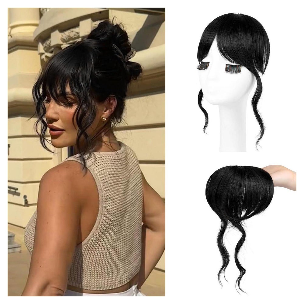 Pony Clipin Haarteil Schläfenpartie Damen 30 CM Naturschwarz 1 St