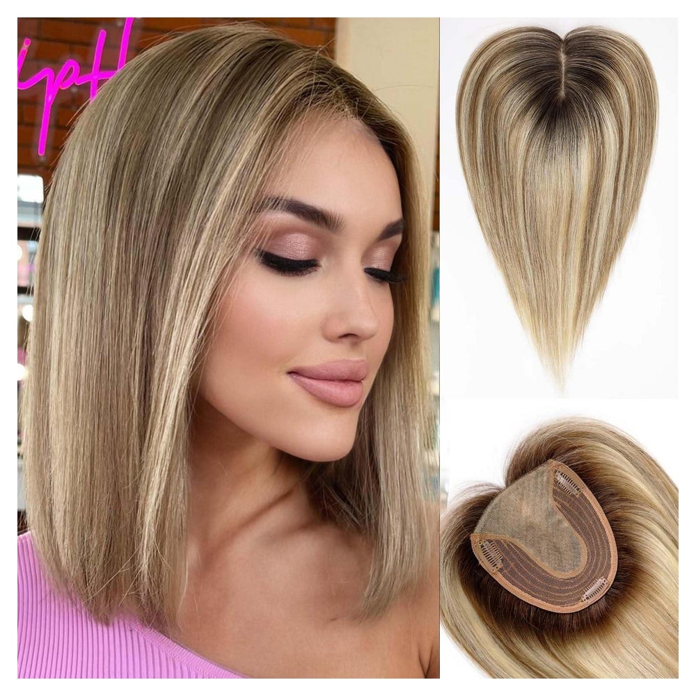 Haarteil Echthaar 14 Zoll ohne Pony Ombré Braun mit Blond St 1 St