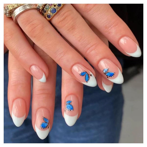 Kunstnägel 24 Schmetterling Mandel Stiletto white&amp;butter 1 St