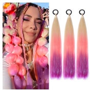Haarteil Pferdeschwanz Synthetik 60cm Silber Pink Gold Orang 1 St