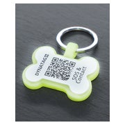 Hundemarke Knochenform Silikon Glow Gelb – QR-Code Tier-ID mit Online-Profil 1 St