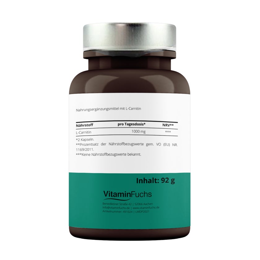 L-Carnitin Kapseln hochdosiert - 500mg L-Carnitin je Kapsel 100 St online  kaufen