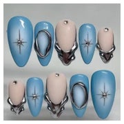 Künstliche Fingernägel Gletscherblau French 3D Nagelkleber A 1 St