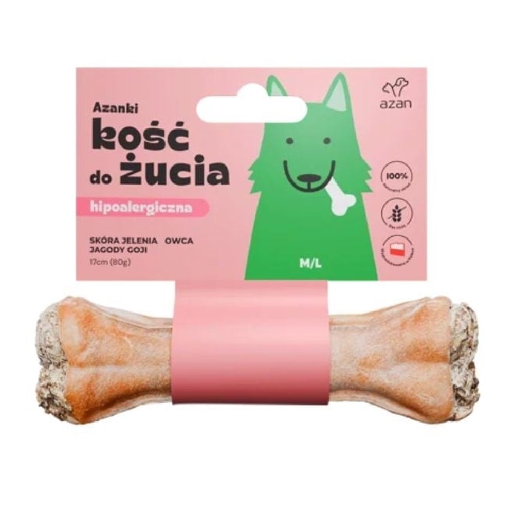 AZANKI Hirschlederknochen für Hunde M/L 17cm 0,08 kg