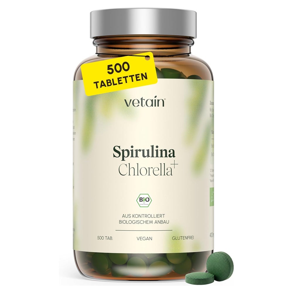 VETAIN Bio Spirulina & Chlorella Tabletten – 4800 mg pro Tag 500 St