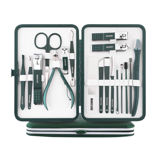 UNIQ 18-in-1 Maniküre- & Pediküre-Set (Dunkelgrün)