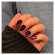 Press on Nails Kurz Mandel Cat Eye Chrome 30 Pcs Schwarz Ros 1 St