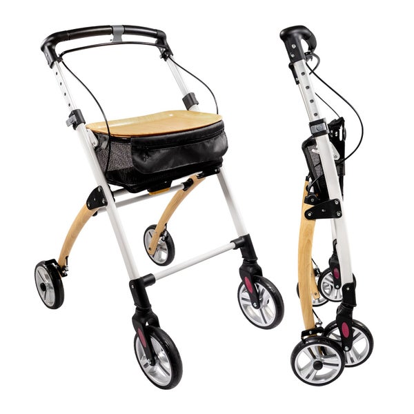 Lösch Reha Rollator Casa schmal für Wohnung & Innenbereich Buche/Weiß