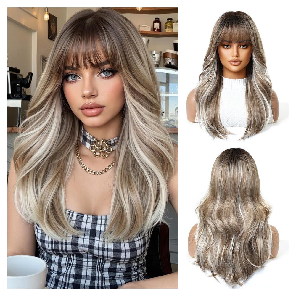 Perücke Damen Pony Kunsthaar Ombre Blond Ombre gemischt blon 1 St
