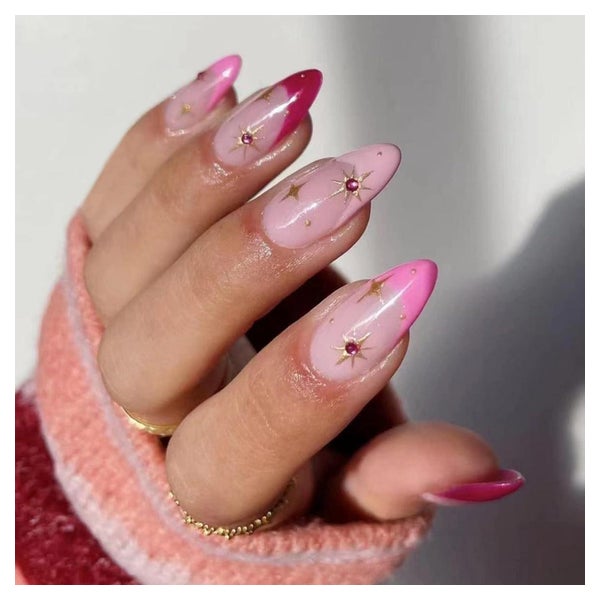 Kunstnägel 24 Mandel Stiletto Acryl Pink Rot French pink&amp 1 St