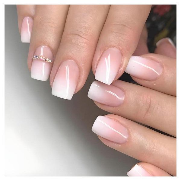 24 Stück Weiß Pink Nägel Aufkleben Kurz Acryl gel French Pre 1 St
