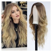 EMMOR Ombre Blonde Wellige Lace-Front-Perücke, 26 Zoll, Mittelscheitel