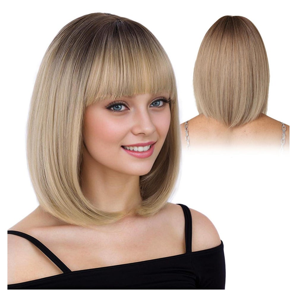 Perücke Ombre-blond Bob kurz mit Pony synthetisch 35 cm 1 St