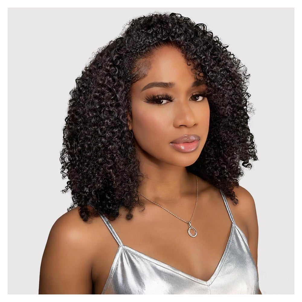 Perücke Echthaar Damen Waterwave 40 cm Half Wig Natural Colo 1 St