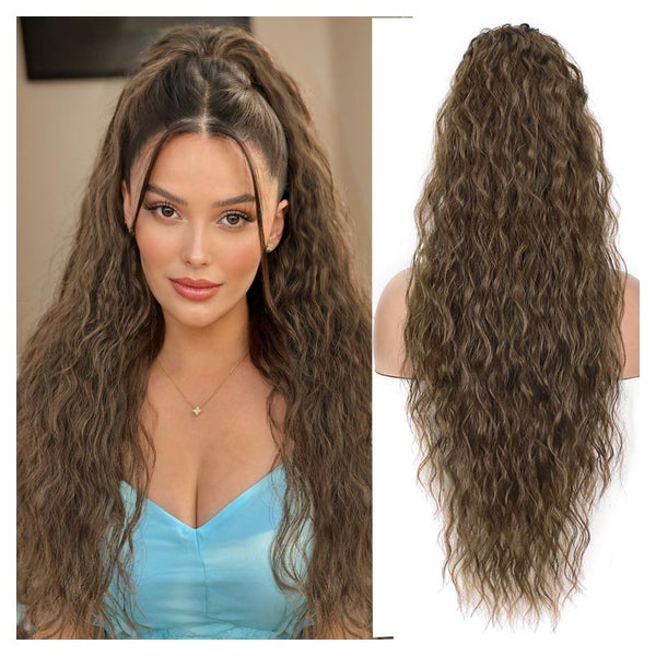 Pferdeschwanz Haarteil Ponytail Clip Kunsthaar Locken 76cm 8 1 St