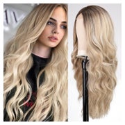 Perücke lang wellig Synthetik Aschblond & gemischtes Blond F 1 St