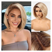 Perücke Synthetik Lacefront Bob T-Teil-Spitze Ombré-Blond-Hi 1 St