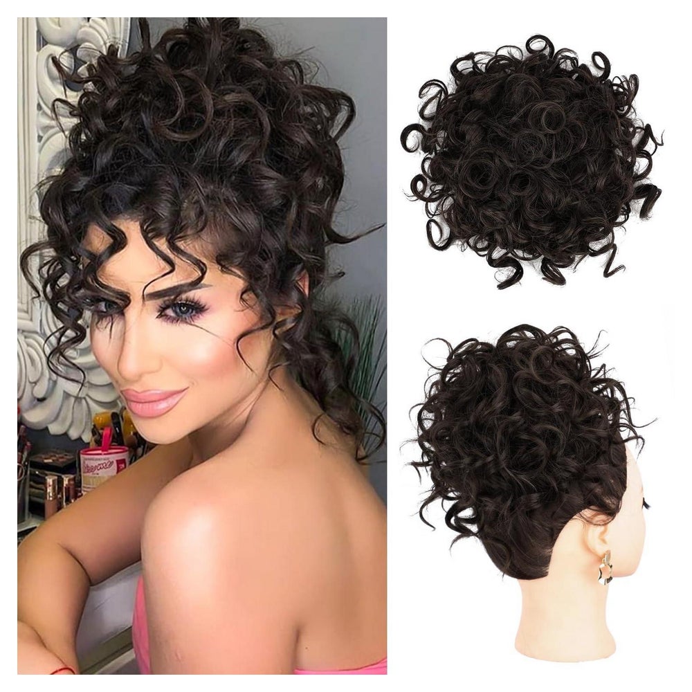 Haarteil Dutt Messy Bun Pferdeschwanz Kordelzug Schwarz Brau 1 St