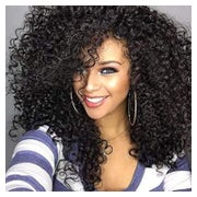Perücke Afro Kinky Damen Locken Pony Kurz Synthetisch schwar 1 St