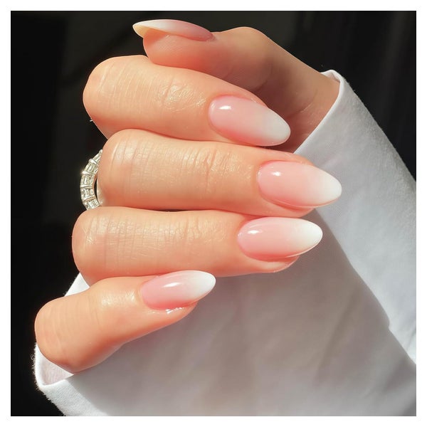 Press On Nails 24 Almond Full Cover Pink White Ombre 1 ml (1 1 St