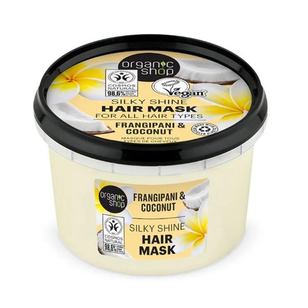Bio-Shop Frangipani Kokosnuss Kokosnuss Haar Maske Seidiger Glanz 250Ml 0,25 l