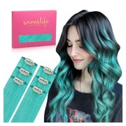 Clip in Extensions Echthaar Remy 45cm-30g-6pcs #TealGreen 1 St