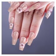 Press On Nails Squoval Nude 24 Nagelkleber Blumen Glitzer Na 1 St