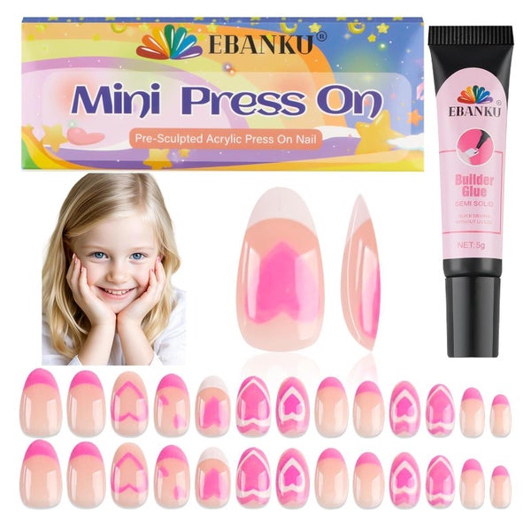 Falsche Nägel 26 Rosa Kinder Aufpressnagel Nagelkleber Herzs 1 St