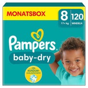 Pampers Baby Dry Windeln Größe 8 Extra Large, ab 17 kg – doppeltes Sicherheitsbändchen 120 St