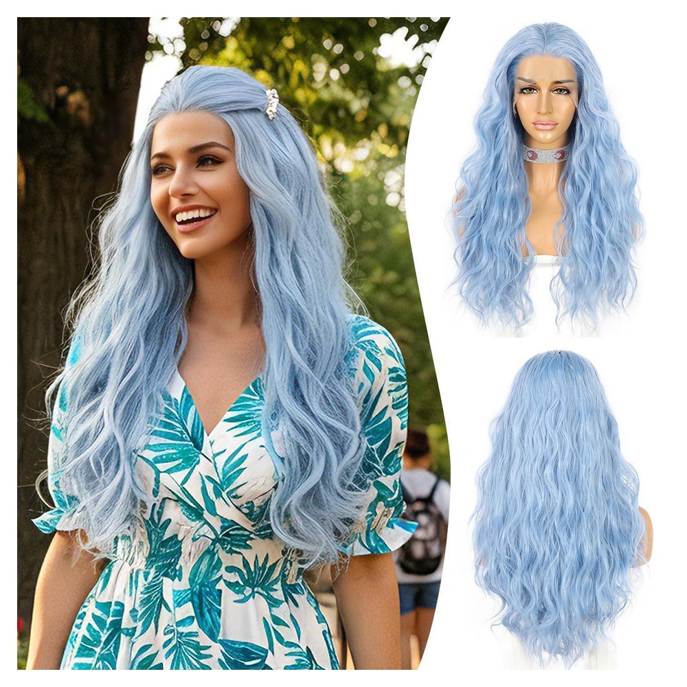 Perücke Lace Front Hellblau Synthetisch 13x4 Spitze YQ-Hellb 1 St