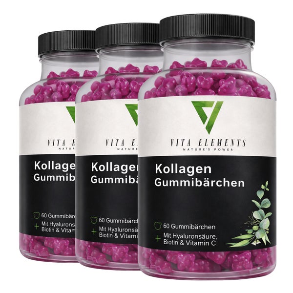 Vita Elements Kollagen Gummibärchen 3er Set 60 St