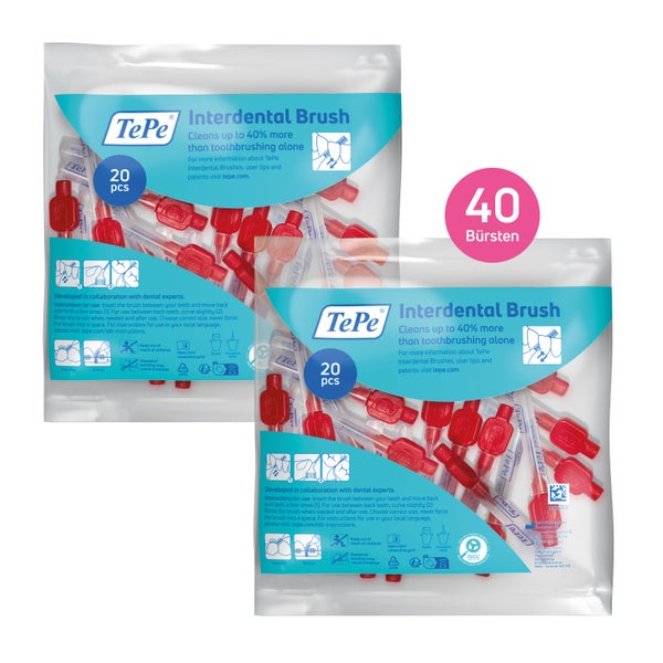 TePe Interdentalbürsten 2er Set, Rot + Rot 40 St
