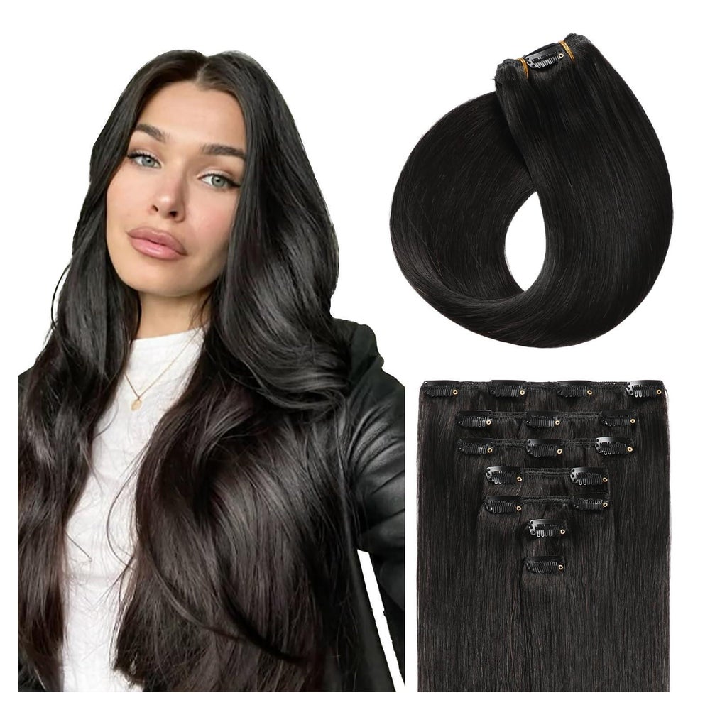 Clip in Extensions Echthaar Invisible 45cm-80g #1B Natürlich 1 St