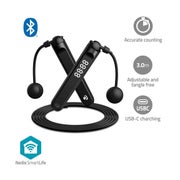 Nedis SmartLife Springseil / Bluetooth® / Dualer Hall-Sensor / LED / PVC / 3.00 m / Akku-Bälle / Beutel mit Kordelzug / Schwarz 1 St