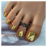 Zehennägel Acryl kurz quadratisch Chrome Gold Bling 24 Metal 1 St