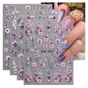 Nagelsticker 3D stereoskopisch Blumen selbstklebend 4 Blatt 1 St