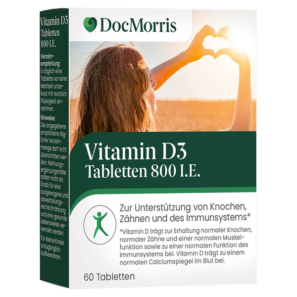 DocMorris Vitamin D3 Tabletten 800 I.E. - Zur Unterstützung von Knochen und Immunsystem, 60 St