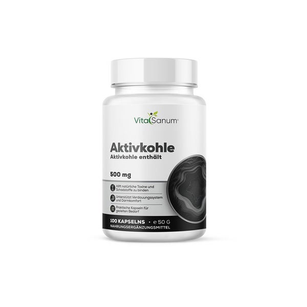 VitaSanum®- Aktivkohle 500 mg 100 Kapseln  St