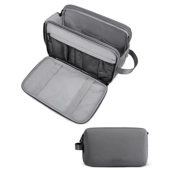 Kulturtasche Herren Organizer Rasiertasche Grau L Grau-leder 1 St