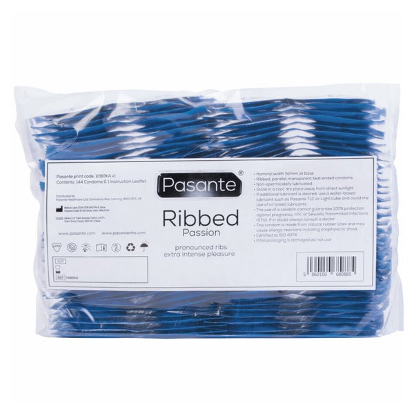 «Passion» Ribbed Kondome – 144er Pack, 52 mm, gerippt (144 Kondome) 144 St