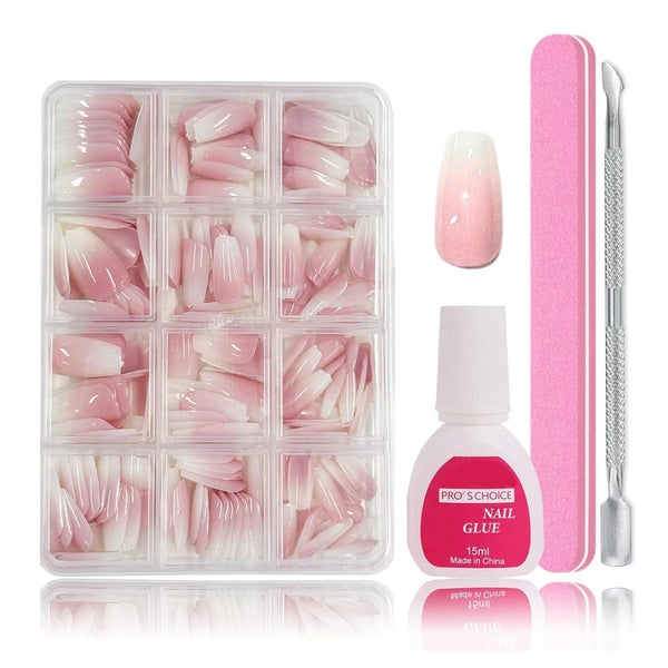 Falsche Nägel Tips 240er Ballerina Französisch Weiß Gradient 1 St