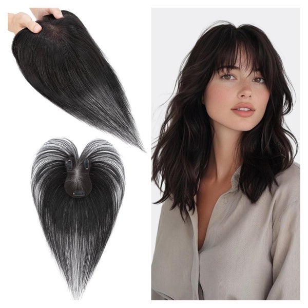 Haar Topper Echthaar Clipin 27cm (Wispy Pony) #1B Natürliche 1 St