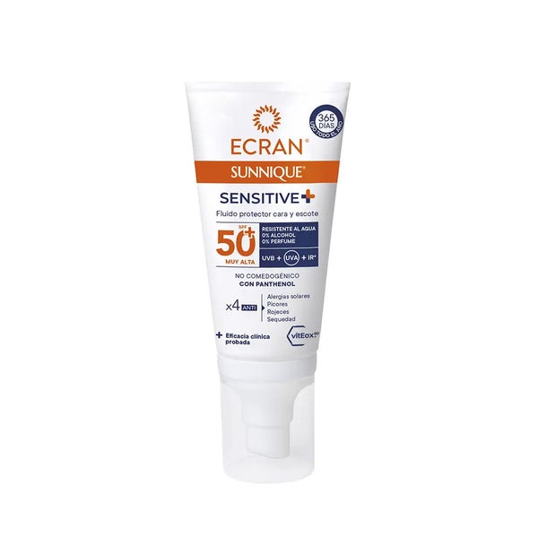 ECRAN SUNNIQUE - Sun Cream - Sunnique Sensitive+ Fluido Protector SPF 50plus - Sonnenschutzcreme speziell für das Gesicht mit LSF 50+ 50 ml