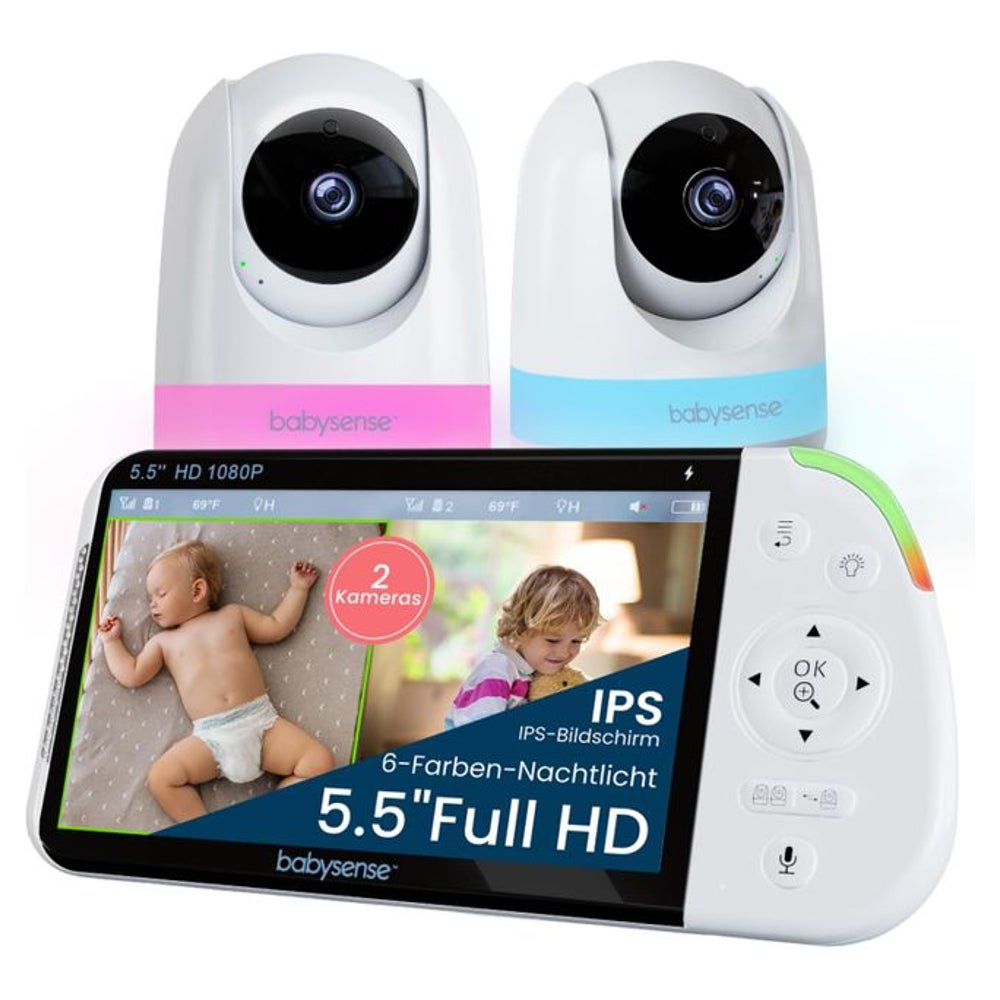 Babysense Full HD Split-Screen Babyphone mit 2 Kameras 1 St