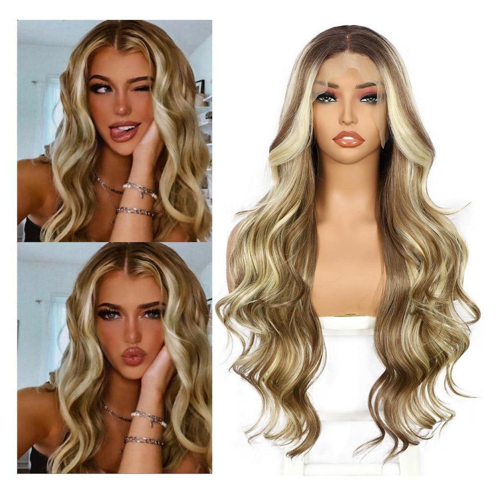 Perücke Lace Front Synthetik Blond Balayage Damen Highlight 1 St