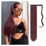 Pferdeschwanz Haarverlängerung Synthetik Zopf 60 cm wine# We 1 St