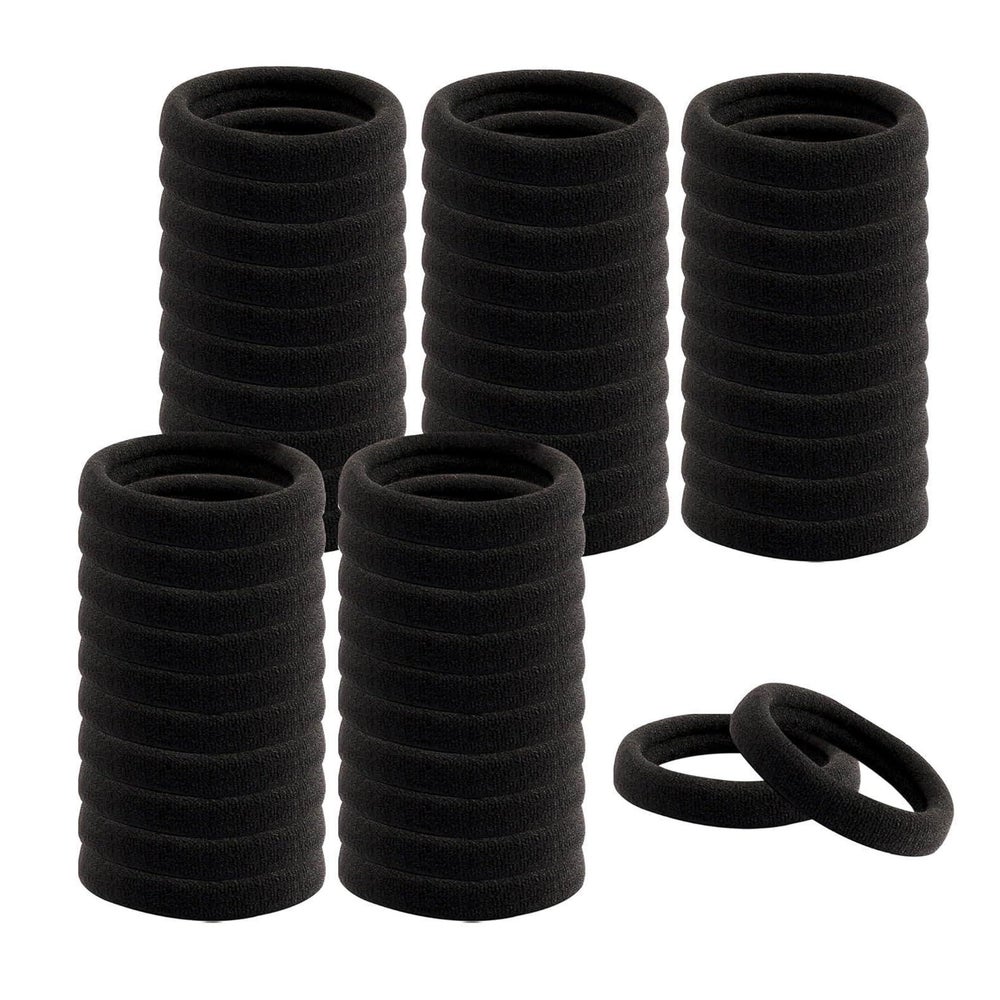 100er Schwarz Baumwoll-Haargummis 4.5 cm Elastisch für Damen 1 St