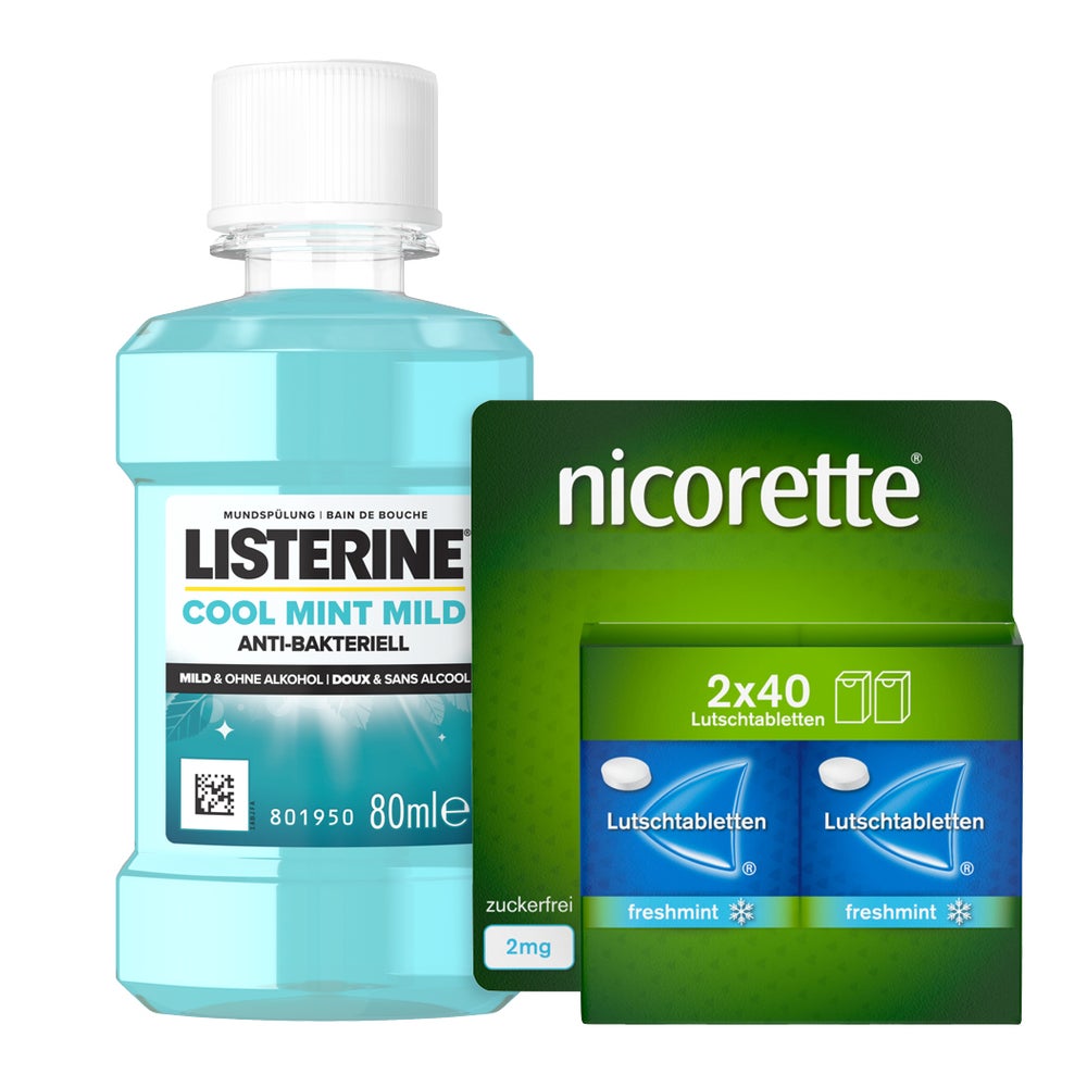 NICORETTE Lutschtablette & Listerine 1 Set